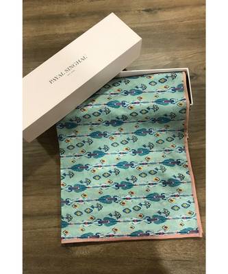 Payal Singhal Blue Ikat Line print full width scarf 1