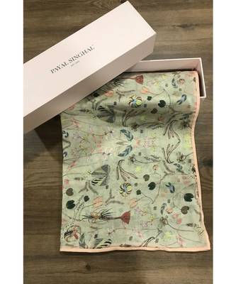 Payal Singhal Khaki Forest print full width scarf 1