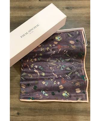 Payal Singhal Eggplant Forest print full width scarf 1