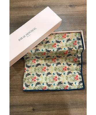 Payal Singhal Olive Poppy Love print full width scarf 1