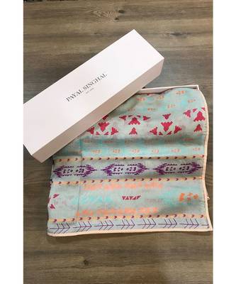 Payal Singhal Grey Ikat Stripe print full width scarf 1