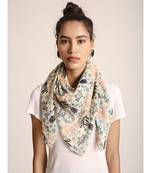 Payal Singhal Cream Tulip Garden print square scarf