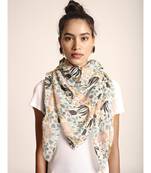 Payal Singhal Cream Tulip Garden print full width scarf