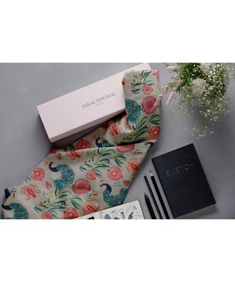 Payal Singhal Khaki Anaar Aur Mor print full width scarf 1