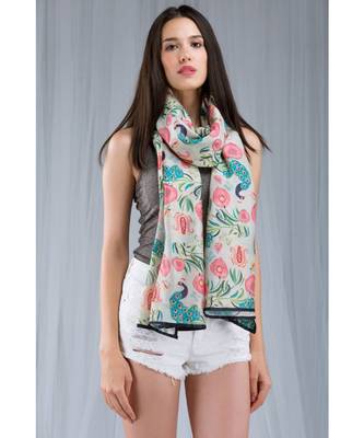 Payal Singhal Khaki Anaar Aur Mor print full width scarf 4