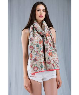 Payal Singhal Khaki Chidiya print full width scarf 3