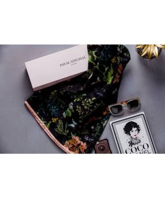 Payal Singhal Black Titli print full width scarf 1