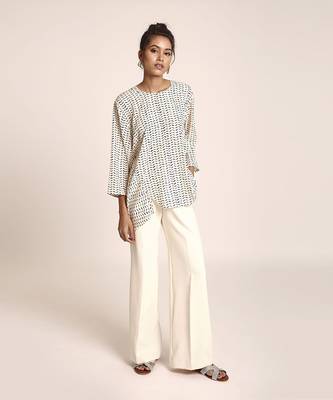 PS Pret by Payal Singhal Cream Printed Art Crepe Tunic 1
