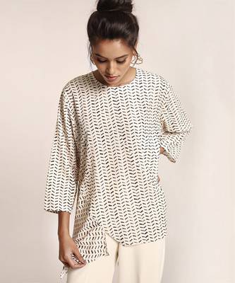 PS Pret by Payal Singhal Cream Printed Art Crepe Tunic 4