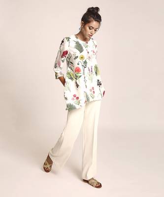 PS Pret by Payal Singhal Ivory Printed Art Crepe Tunic 2