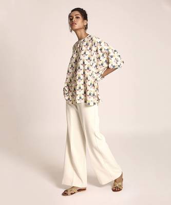 PS Pret by Payal Singhal Cream Printed Art Crepe Tunic 2