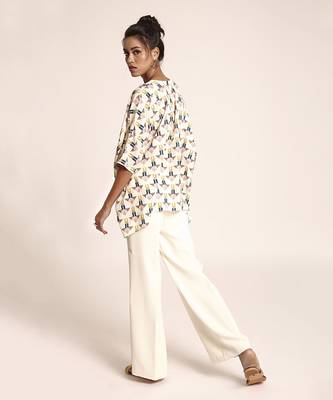 PS Pret by Payal Singhal Cream Printed Art Crepe Tunic 3