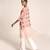 Payal Singhal Coral Colour Printed Art Crepe and Organza Kaftaan Tunic
