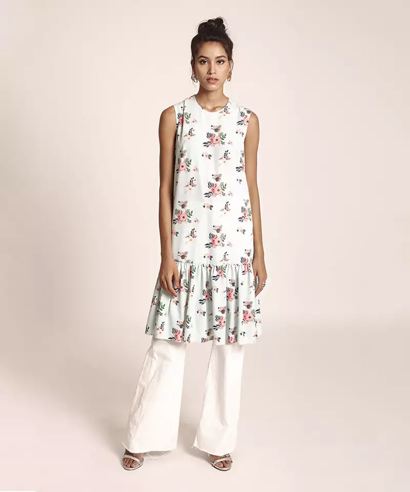 Payal Singhal Blue Colour Printed Art Crepe Tunic