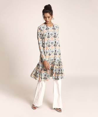 PS Pret by Payal Singhal Cream Printed Art Crepe Tunic 2