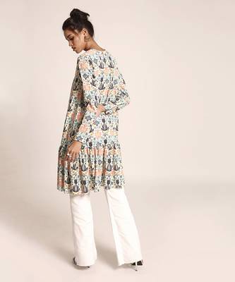 PS Pret by Payal Singhal Cream Printed Art Crepe Tunic 3