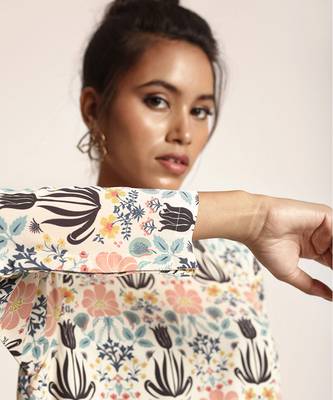 PS Pret by Payal Singhal Cream Printed Art Crepe Tunic 4