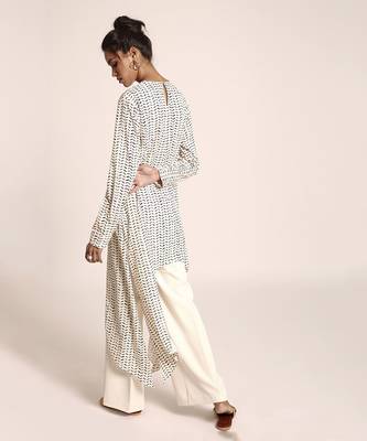 PS Pret by Payal Singhal Cream Printed Art Crepe Tunic 3