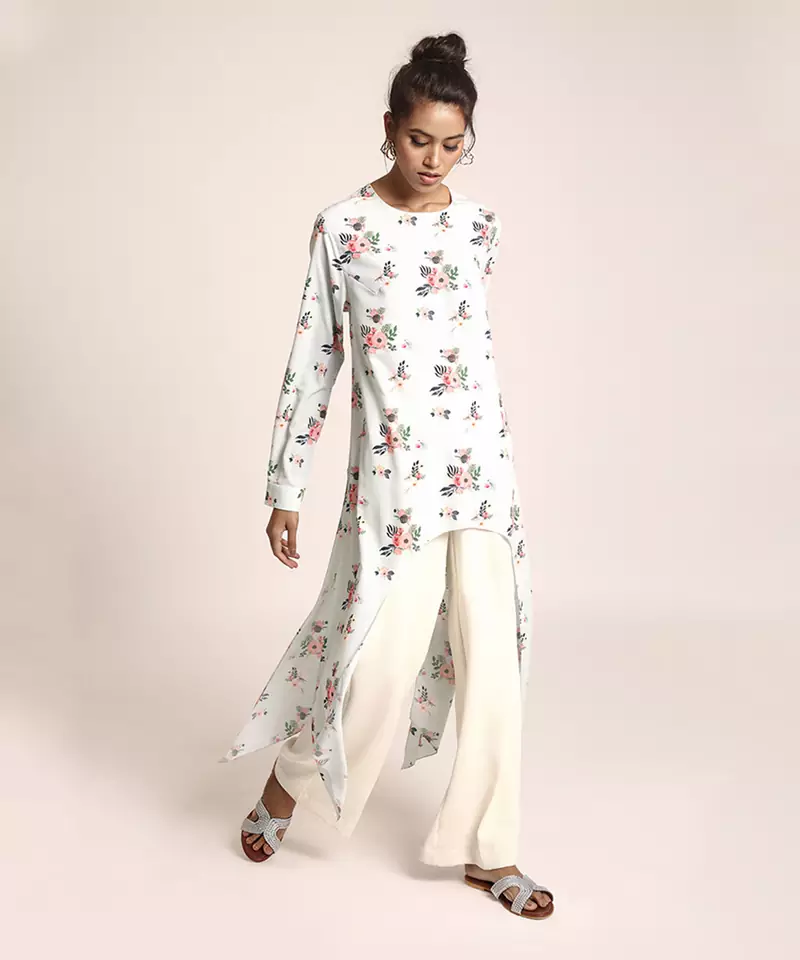 Payal Singhal Blue Colour Printed Art Crepe Tunic