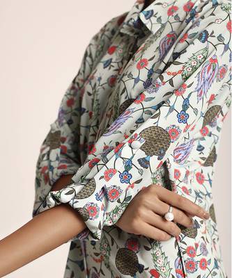 PS Pret by Payal Singhal Blue Printed Art Crepe Shirt Dress 3