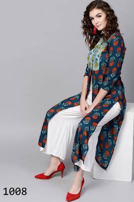 Blue printed rayon ethnic-kurtis 2