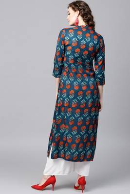Blue printed rayon ethnic-kurtis 3