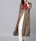 Beige printed rayon ethnic-kurtis