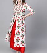 White printed rayon ethnic-kurtis