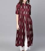 Maroon printed rayon ethnic-kurtis
