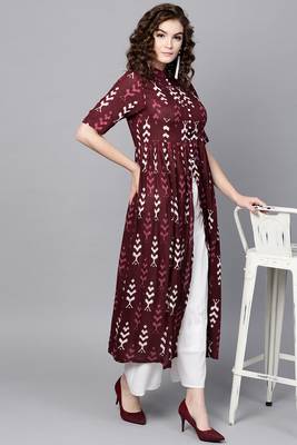 Maroon printed rayon ethnic-kurtis 2