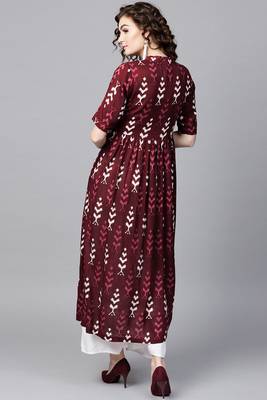 Maroon printed rayon ethnic-kurtis 3