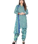 Turquoise printed synthetic salwar