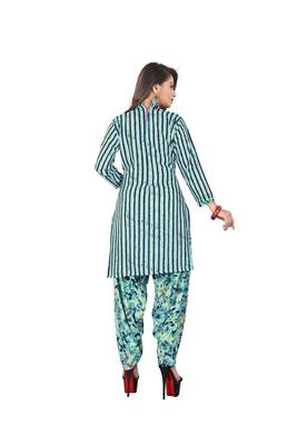 Turquoise printed synthetic salwar 2