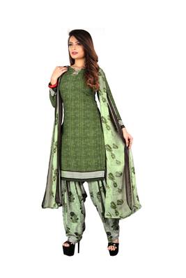 Green printed synthetic salwar 3