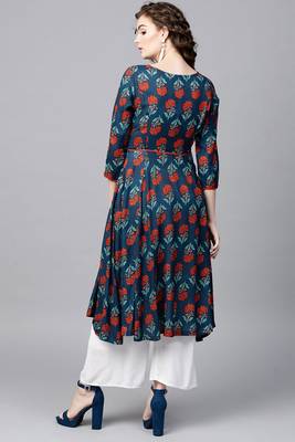 Blue printed rayon ethnic-kurtis 3