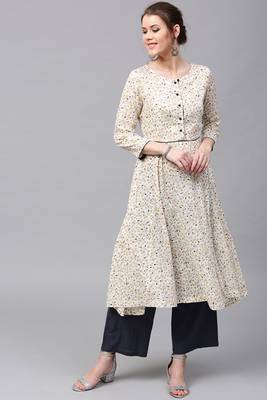 Off-white printed rayon ethnic-kurtis 1