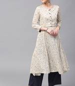 Off-white printed rayon ethnic-kurtis