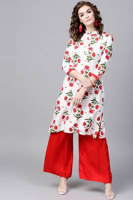 Red printed rayon ethnic-kurtis 1