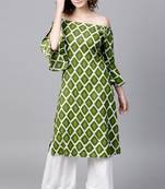 Green printed rayon ethnic-kurtis