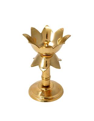 Gold platted Pure kamal Brass Table Diya Set (Height: 4 inch) 1