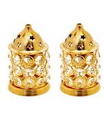 Pure Brass small Crystal akhand diya Brass Table Diya Set (Height: 4.2 inch, Pack of 2)