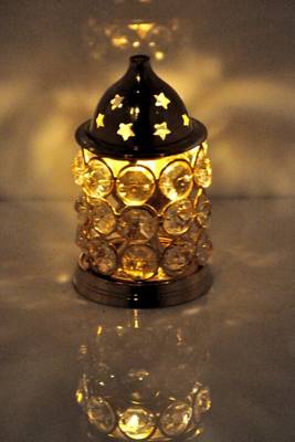 Pure Brass small Crystal akhand diya Brass Table Diya Set (Height: 4.2 inch, Pack of 2) 2