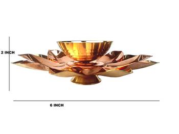 Brass and Copper Kamalpatta Akhand Diya 6 Inch Dia set 2 1