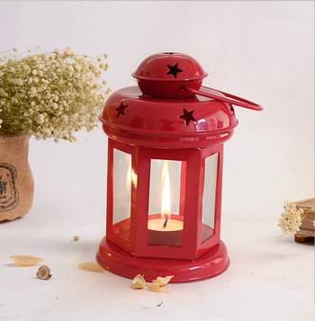 Decorative Hanging Tealight Candle Holder Lantern Indoor outdoor Home Decoration for Gifts Red 1