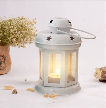 Decorative Hanging Tealight Candle Holder Lantern Indoor outdoor Home Decoration for Gifts White 1