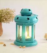 Decorative Hanging Tealight Candle Holder Lantern Indoor outdoor Home Decoration for Gifts Blue