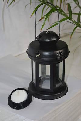 Decorative Hanging Tealight Candle Holder Lantern Indoor outdoor Home Decoration for Gifts Black 1