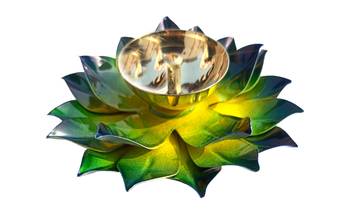 Iron and Brass Kamal Ptta green color Akhand diya size 6 inch 2