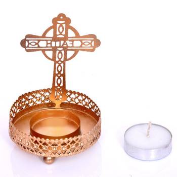 Shadow Christmas Cross Tealight Candle Holder 2