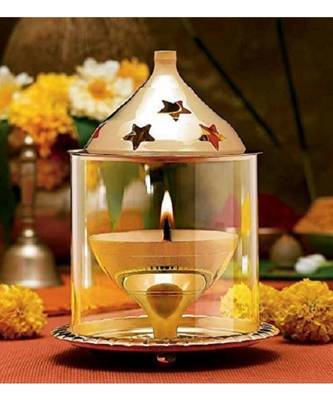 Brass Gold Akhand Diya Big Oil Puja Lamp 5.75 Inch 1